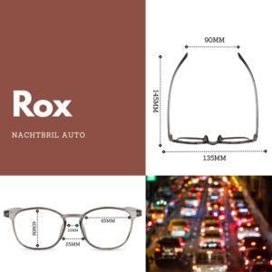 Montour Nachtbril Auto Rox Vierkant Model Grijs